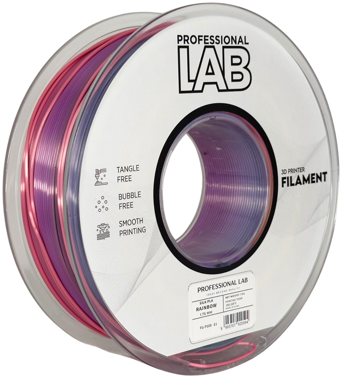 Cívka filamentu Silk PLA duhová, Prof. Lab, 1,75 mm