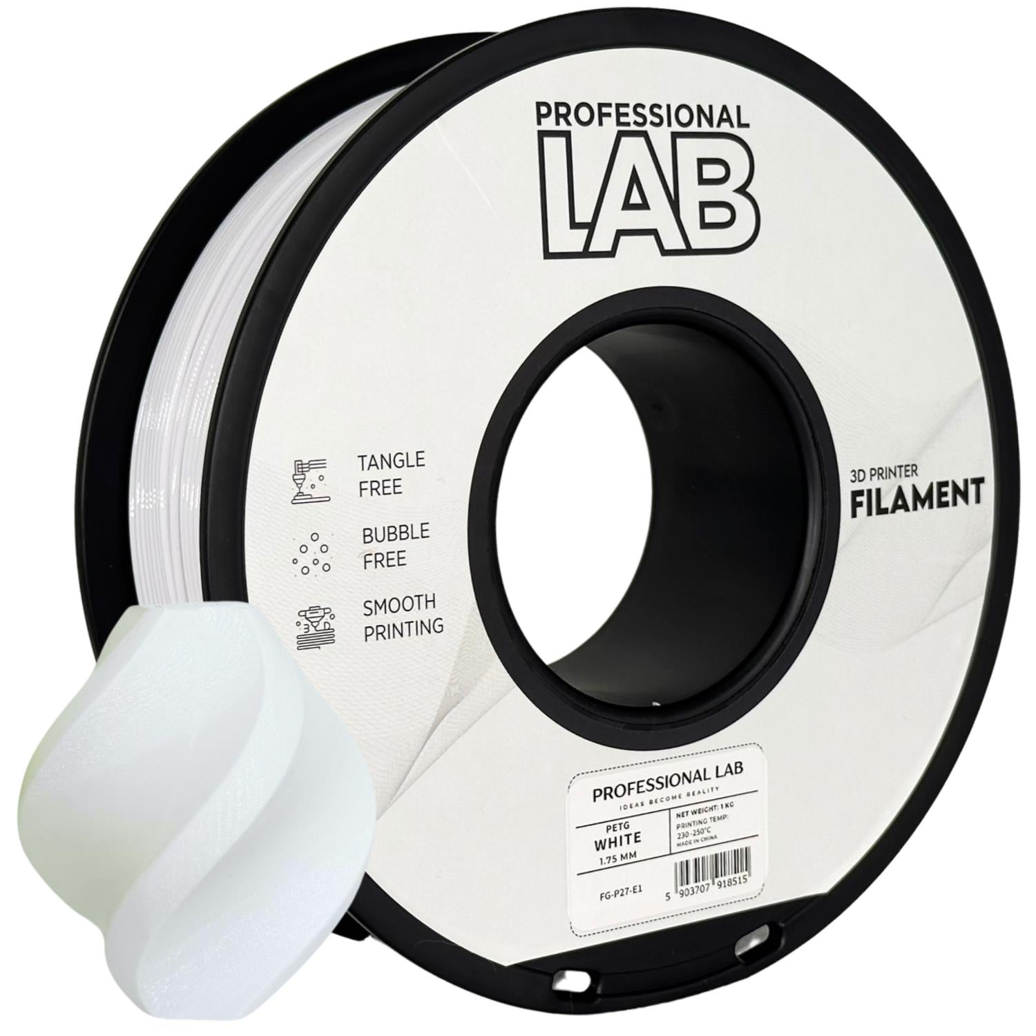 Cívka filamentu PETG bílá, Prof. Lab, 1,75 mm