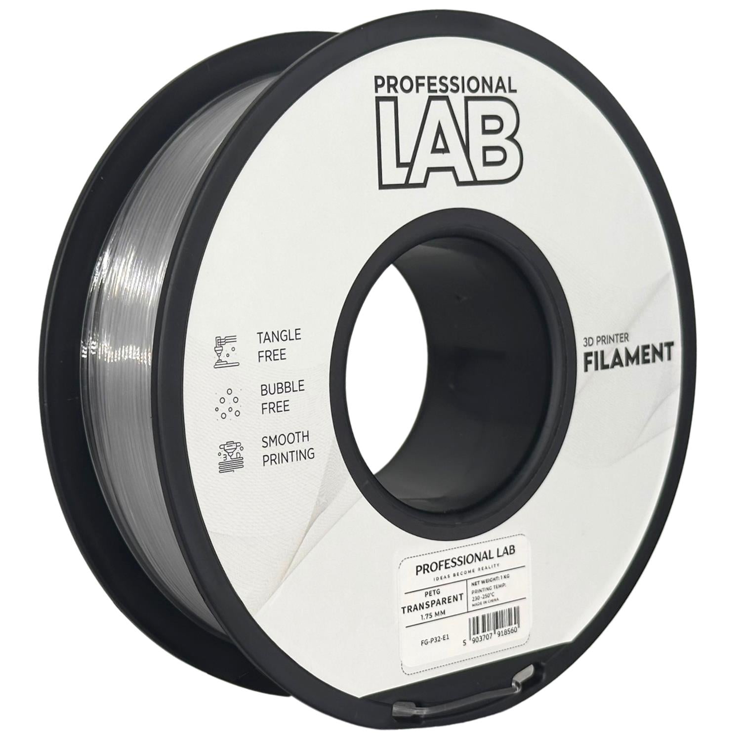 Cívka filamentu PETG průhledná, Prof. Lab, 1,75 mm