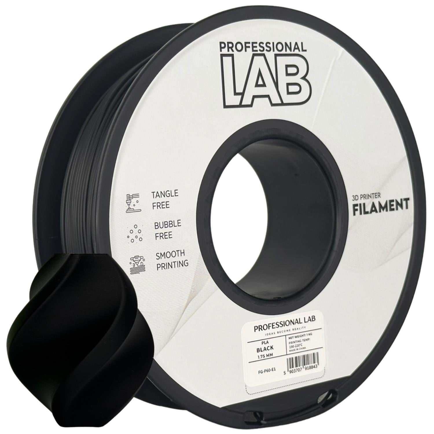 Cívka filamentu PLA černá, Prof. Lab, 1,75 mm