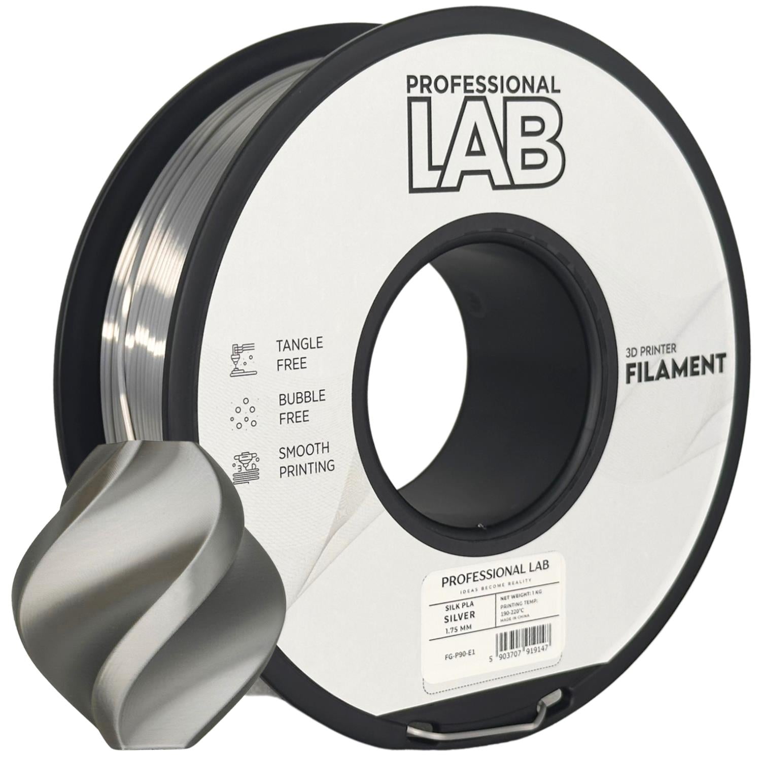 Cívka filamentu Silk PLA stříbrná, Prof. Lab, 1,75 mm