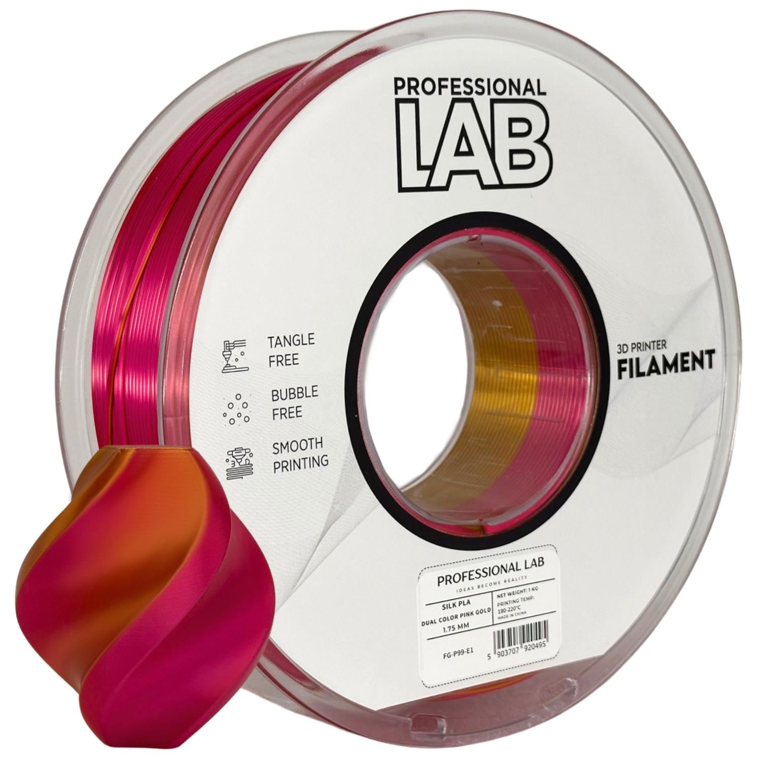 Cívka filamentu Silk PLA Dual Color růžová zlatá, Prof. Lab, 1,75 mm