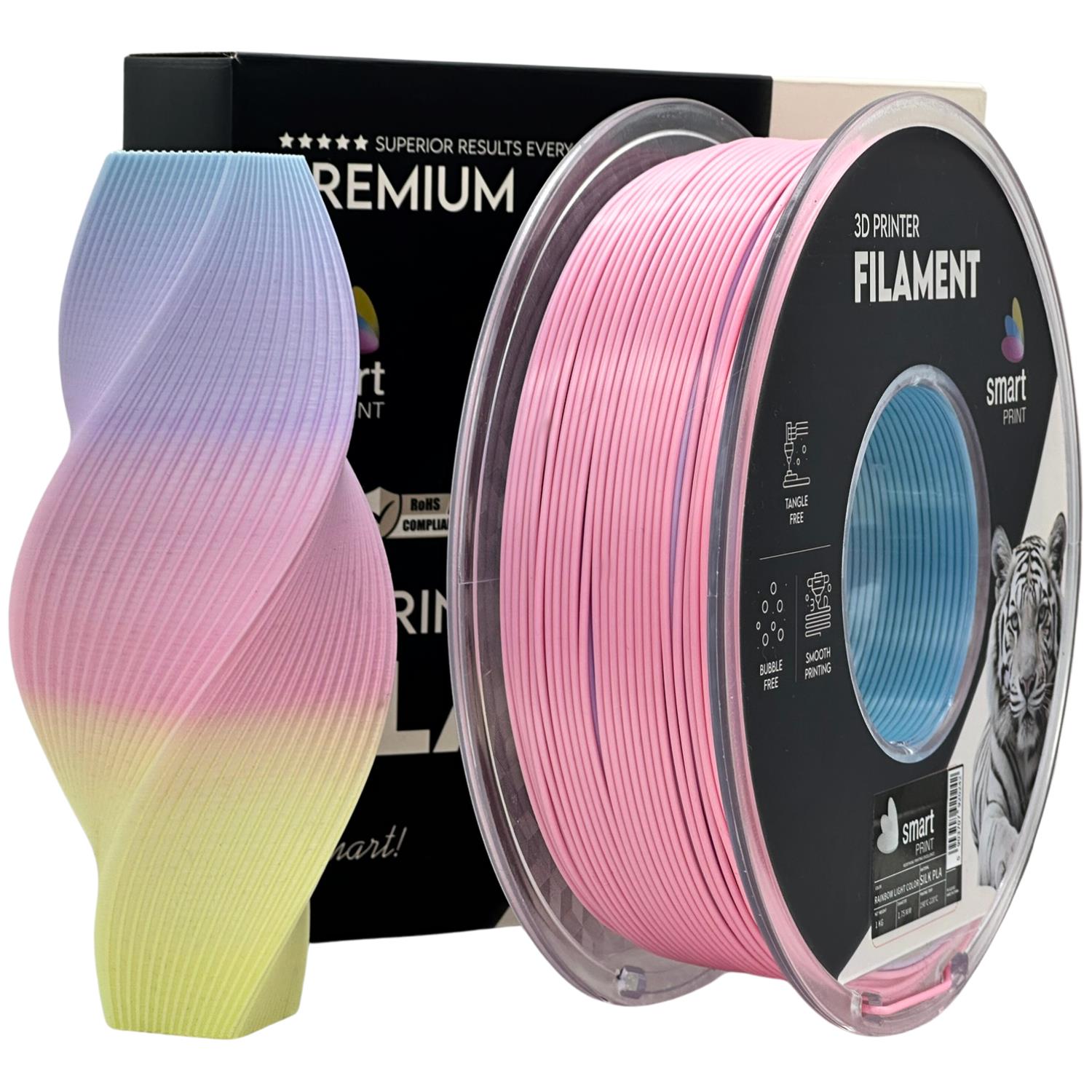 Cívka filamentu Silk PLA duhová světlá, Smart Print, 1,75 mm