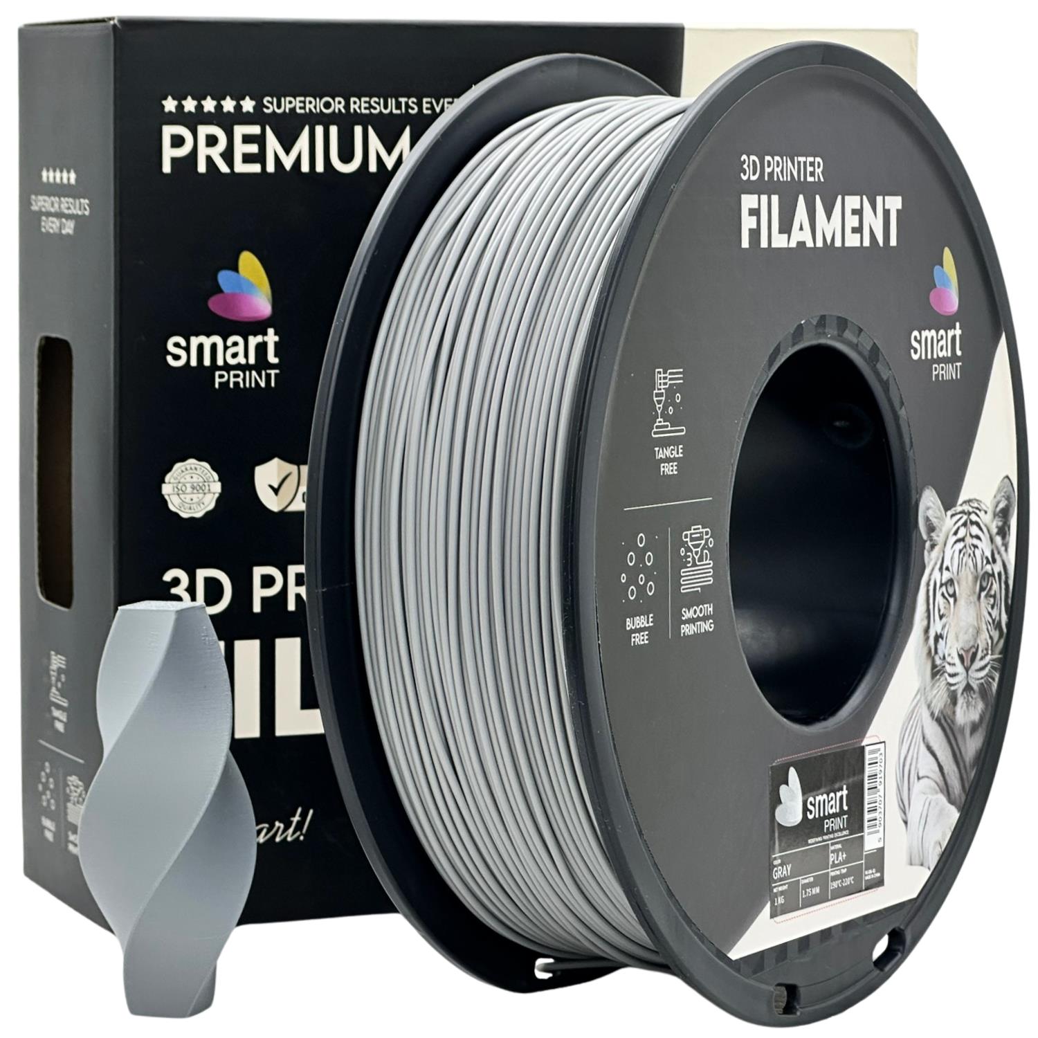 Cívka filamentu PLA+ šedá, Smart Print, 1,75 mm