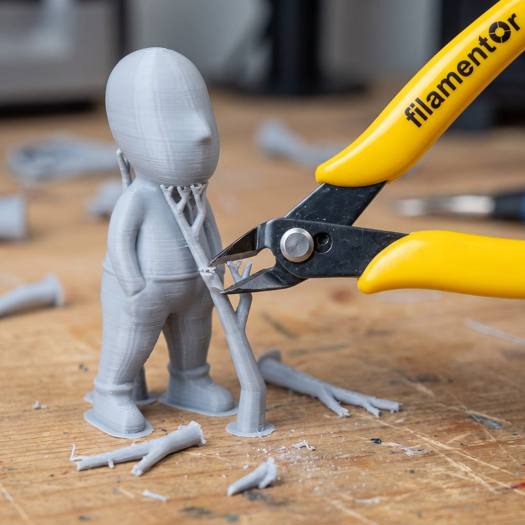 Pince coupante Filamentor retirant les supports d'une impression 3D grise